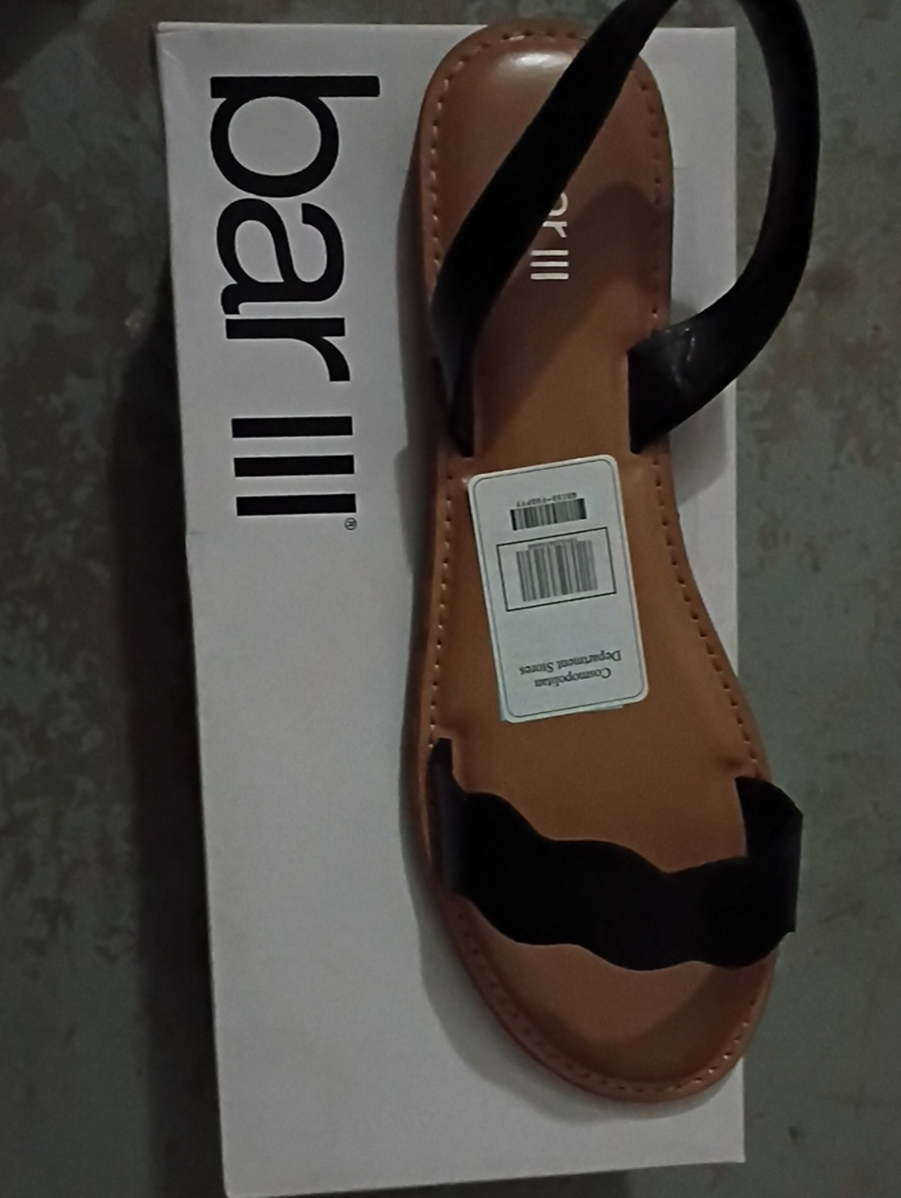 Bar III Black and Brown Scalloped Strap Women's Sandals